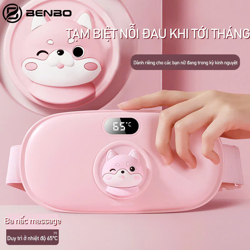 Máy chườm nóng hỗ trợ giảm đau bụng kinh có 4 chế độ massage và 3 mức nhiệt ấm bụng: 40-60 độ C Pin sạc UBS, món quà ý nghĩa tặng người yêu MÀU HỒNG