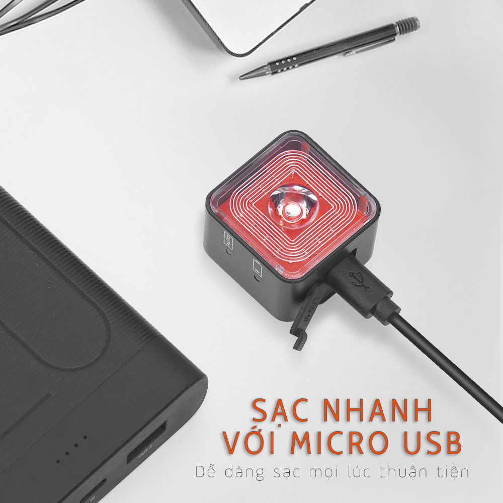Đèn đuôi xe đạp LED WT06 nhấp nháy cảnh báo xe đạp gắn đuôi 5 cấp độ sáng 400mAh 120lumens chống nước tiêu chuẩn IP66 Mai Lee