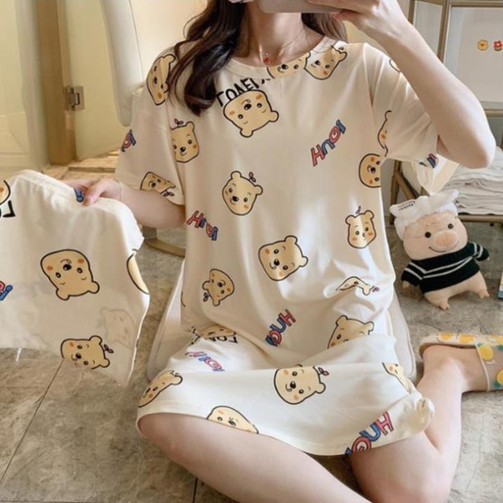 Váy Ngủ Đồ ngủ mặc nhà mềm,mát,mỏng họa tiết hoạt hình hàng Quảng Châu
