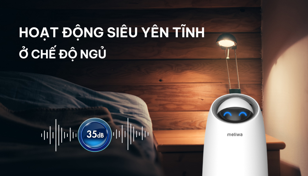 Máy lọc không khí thông minh Meliwa M20 nhỏ gọn, lọc bụi mịn, lông thú cho phòng ngủ bộ lọc HEPA giúp kháng khuẩn - Hàng Chính Hãng