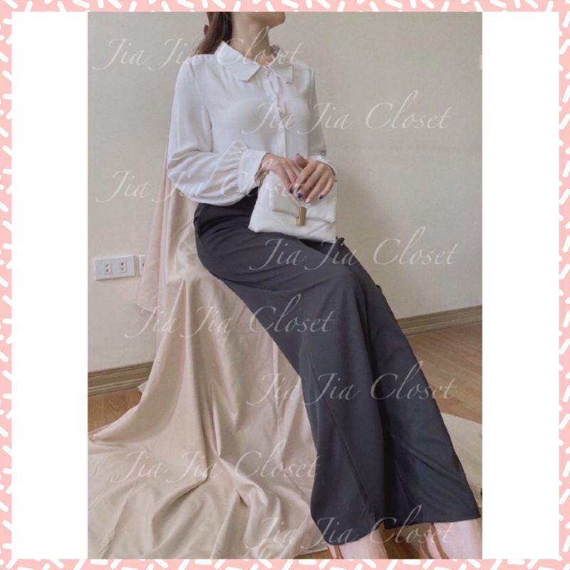 QUẦN ỐNG RỘNG LƯNG CAO MÀU ĐEN DÁNG CULOTTES CẠP BÁN CHUN DÁNG RỘNG BẦU MẶC