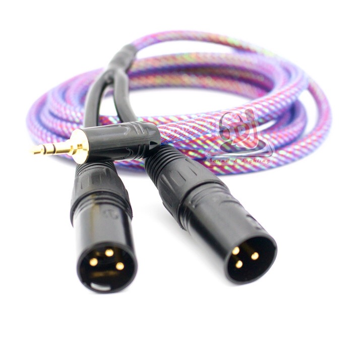 Dây jack 3.5mm ra 2 đầu jack XLR 3 pin, dây phát nhạc điện thoại