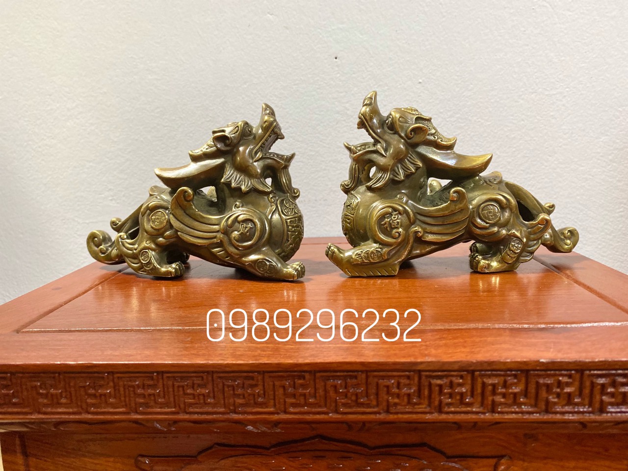 Đôi Tỳ Hưu phong thuỷ bằng đồng màu hun