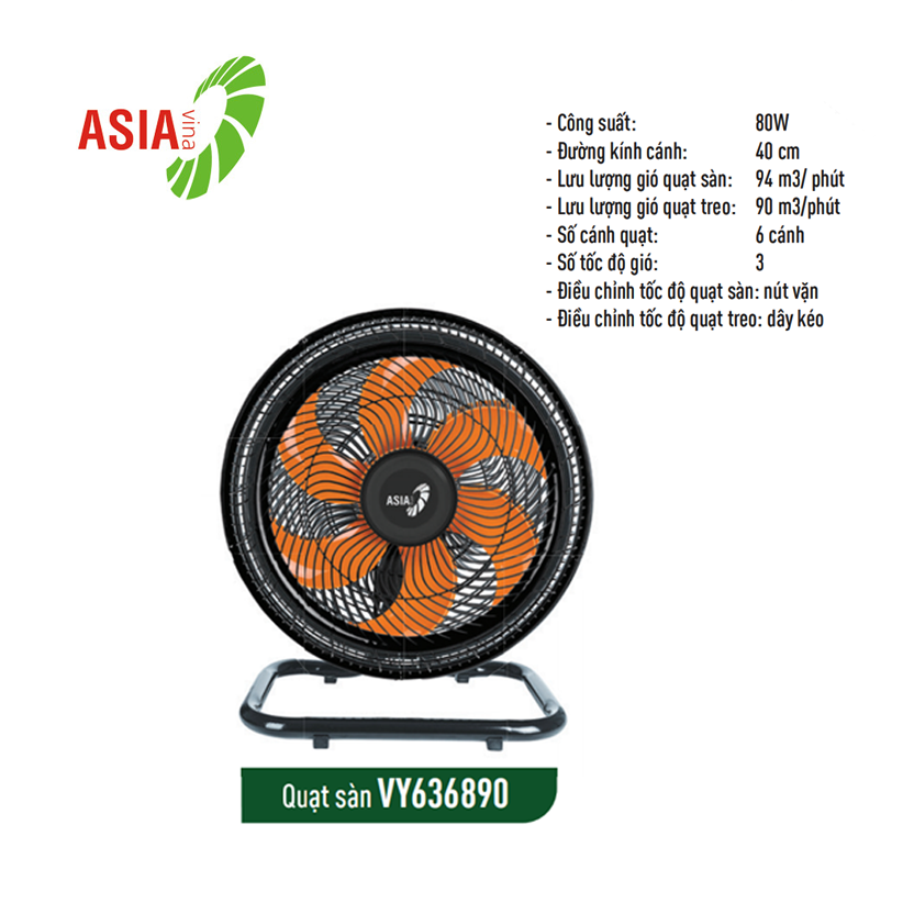 Quạt sàn Asia vina TURBO VY636890 80W bán công nghiệp - Hàng chính hãng