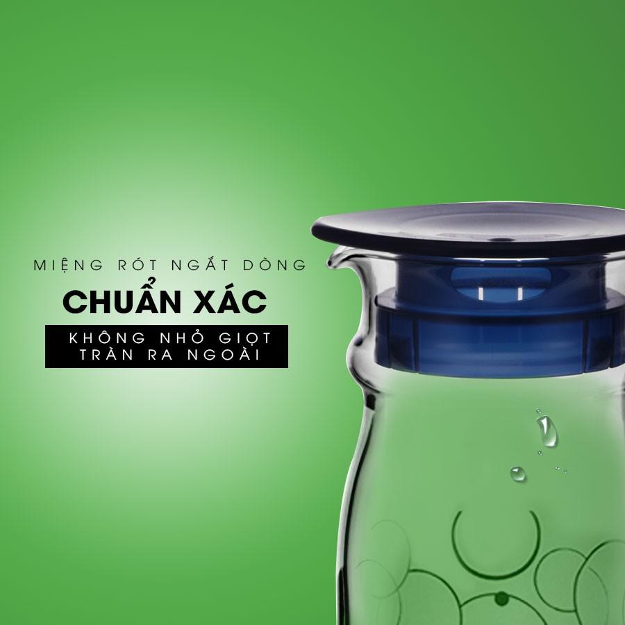 Bình nước thủy tinh1,3l tay cầm xanh