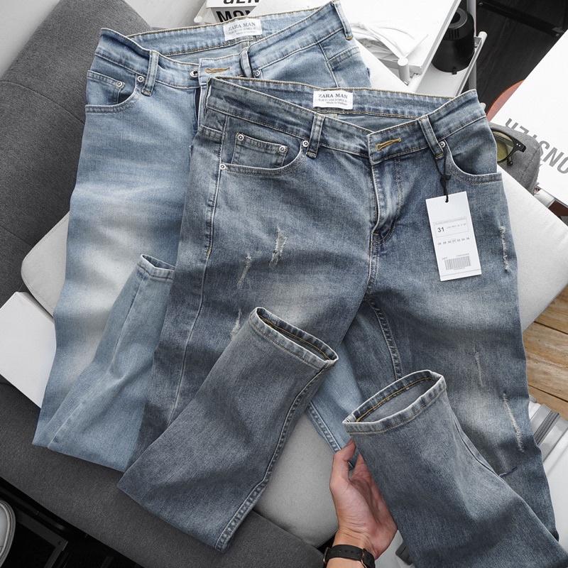 Quần bò nam màu xám slimfit co giãn VNXK cao cấp