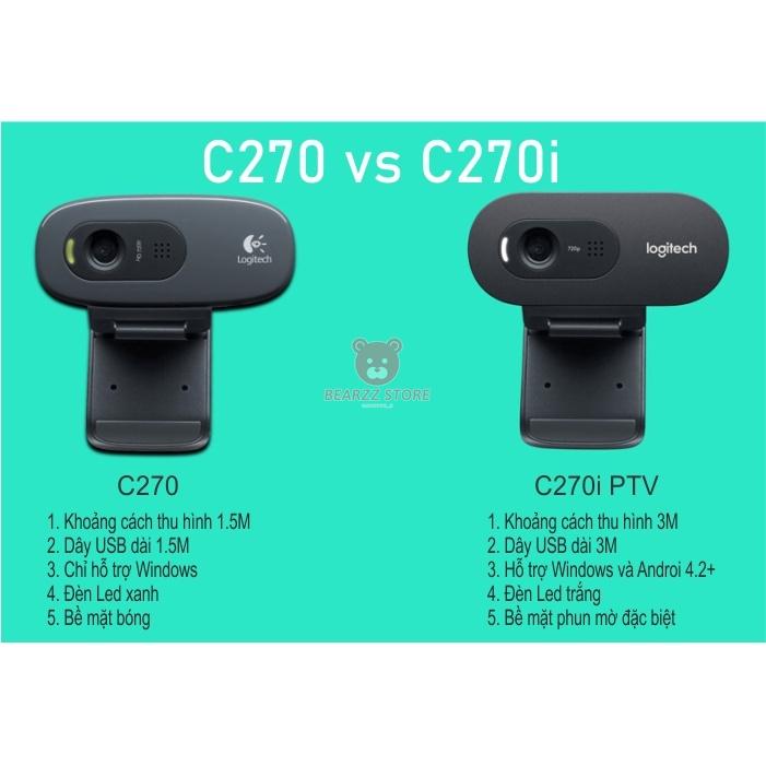 Webcam Logitech C270 / C270i / C310 HD - Dành cho Gọi Video góc rộng với micro giảm tiếng ồn tự độn-Hàng chính hãng