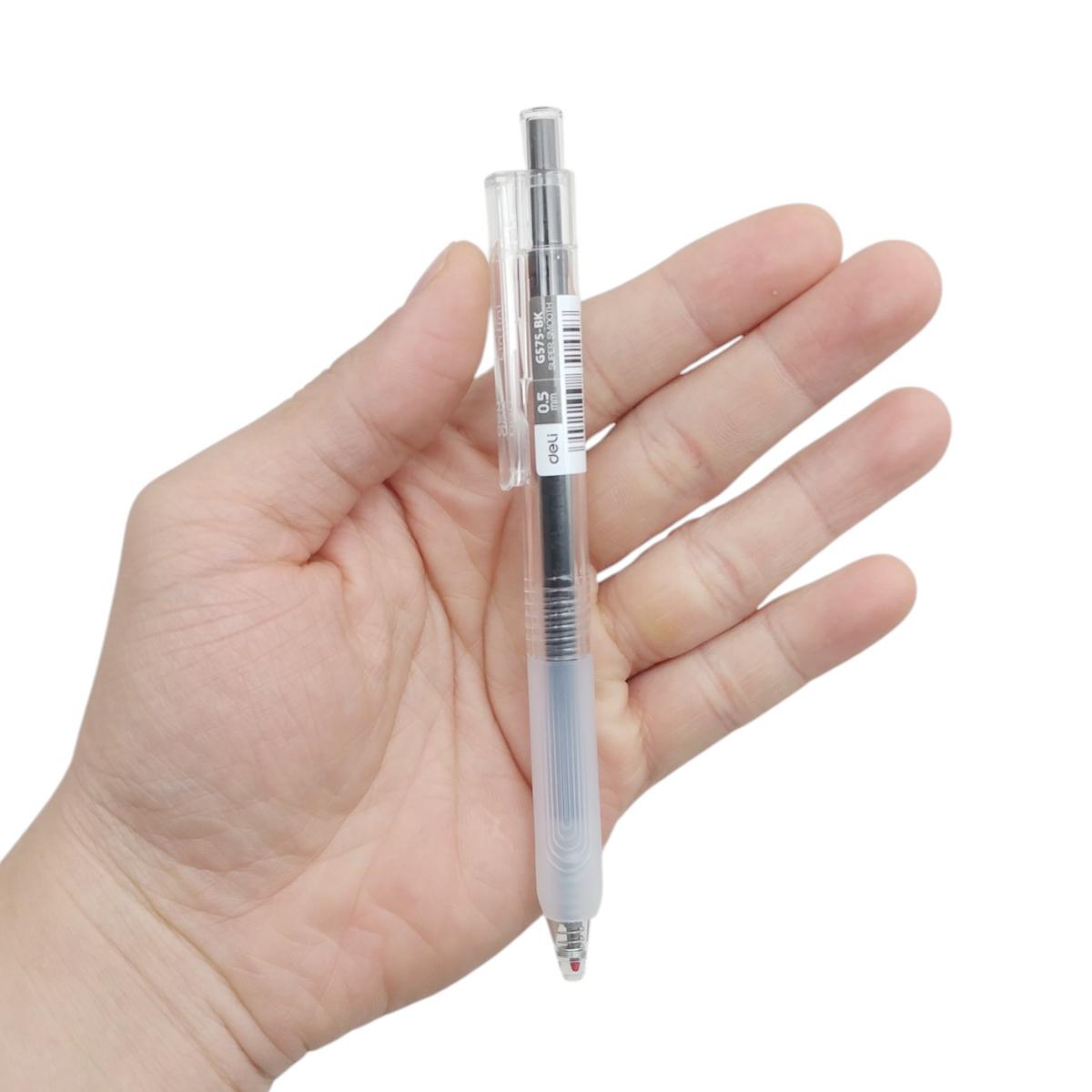 Bút Gel Bấm Siêu Trơn 0.5 mm - Deli EG575-BK - Mực Đen