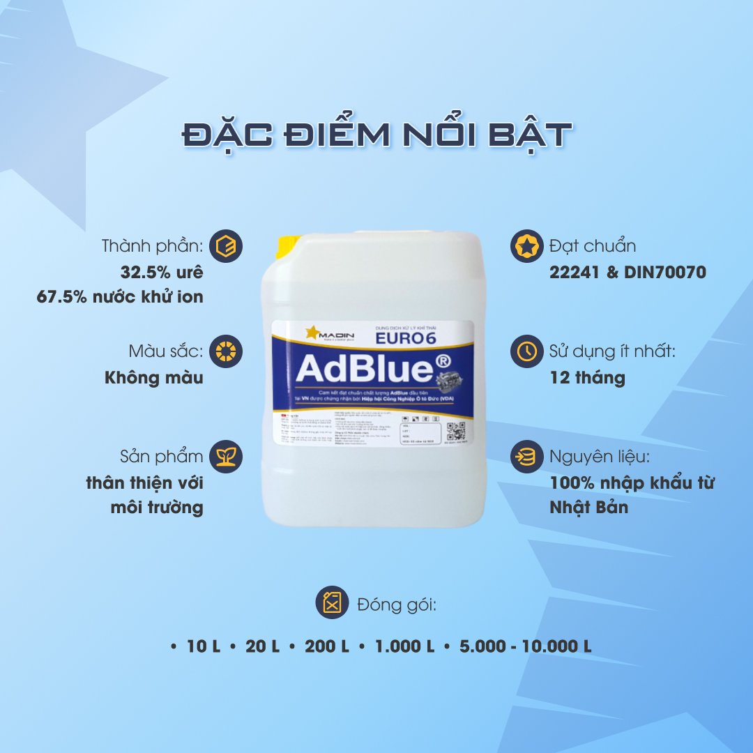 Dung Dịch Xử Lý Khí Thải Động Cơ Dầu Diesel Madin AdBlue/DEF/Nước Ure + Vòi rót