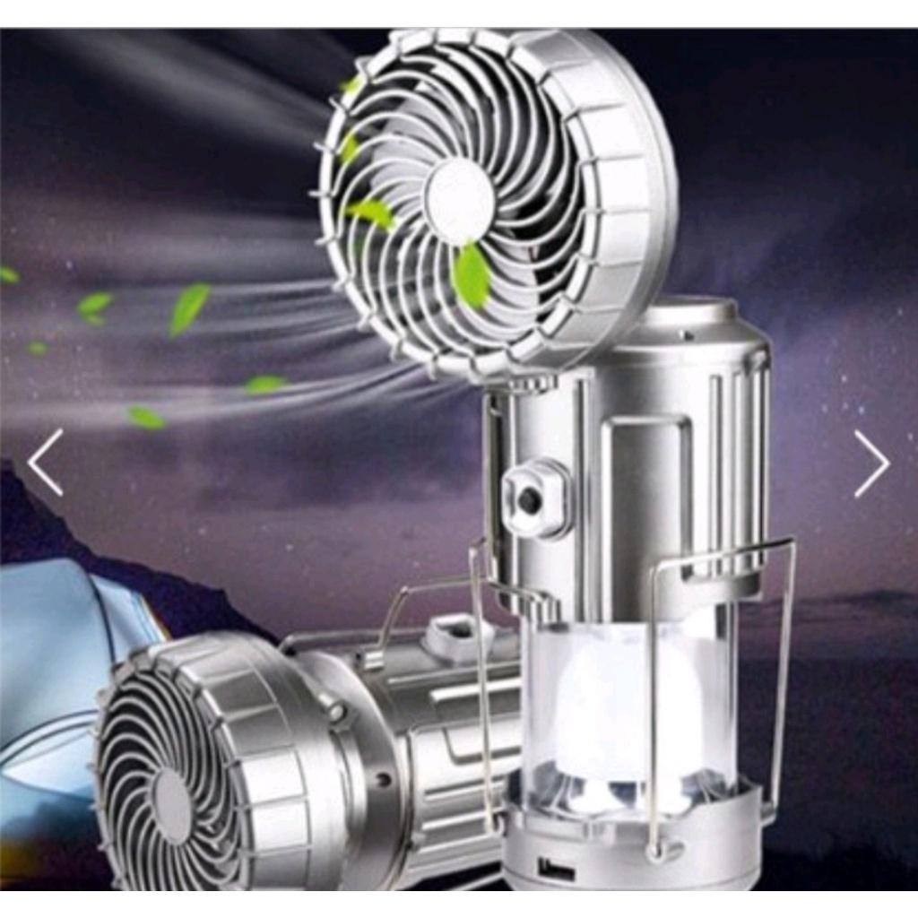 Đèn Năng Lượng Mặt Trời 3 in 1 Kèm Quạt Cầm Tay Sử Dụng Pin Lithium Sạc Điện Thoại Vô Cùng Tiện Lợi