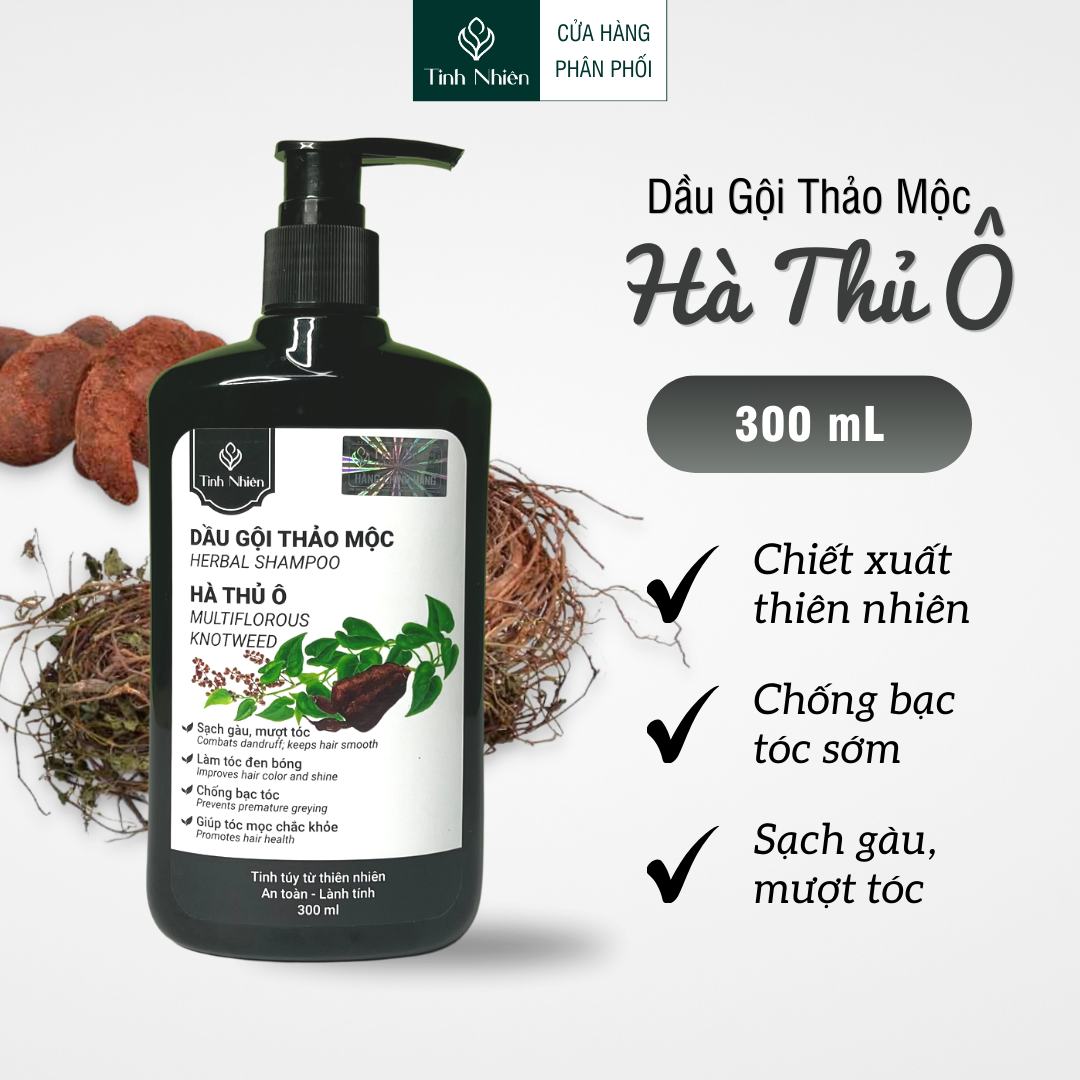 Dầu Gội Thảo Mộc Hà Thủ Ô Tinh Nhiên 300 ml nuôi dưỡng tóc, chống bạc tóc sớm