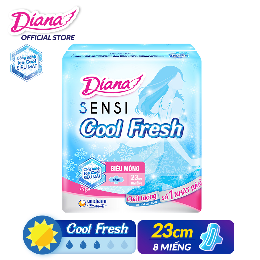 Bộ 6 Gói Băng Vệ Sinh Diana SenSi Cool Fresh Siêu Mỏng Cánh (8 Miếng/Gói)