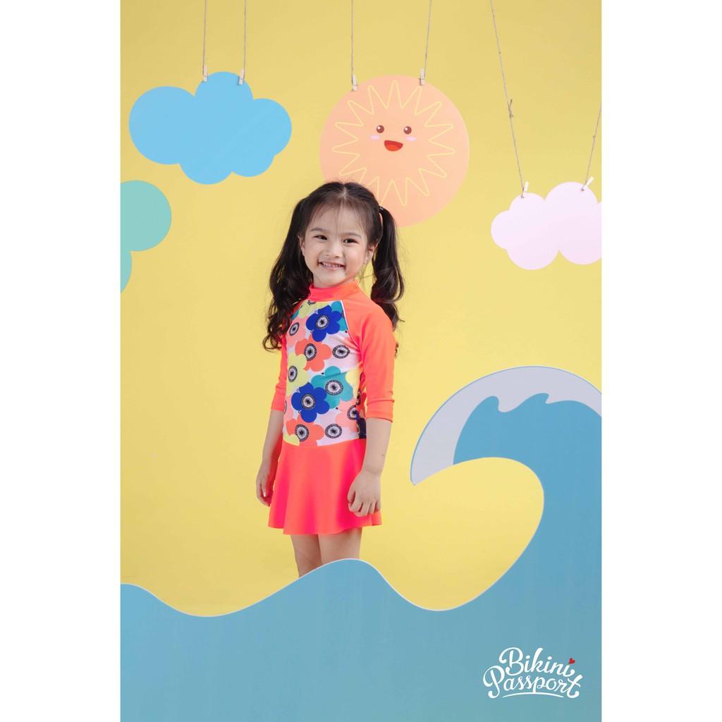 Đồ bơi em bé Gái BIKINI PASSPORT kiểu Một mảnh tay dài váy bèo dài- màu Mix - KD017_XX
