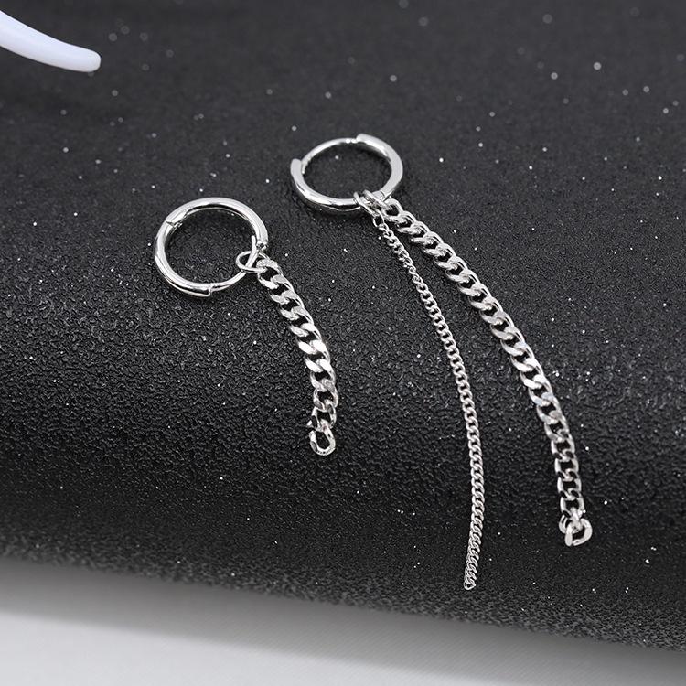 Khuyên tai unisex tròn chuỗi dây xích