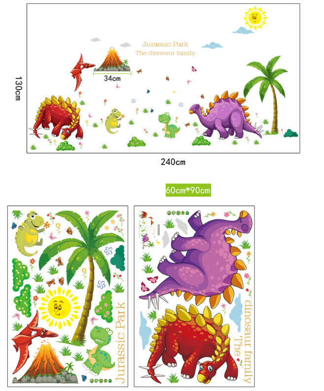 Decal trang trí tường - Khủng Long sắc màu thời cổ cho Bé size lớn