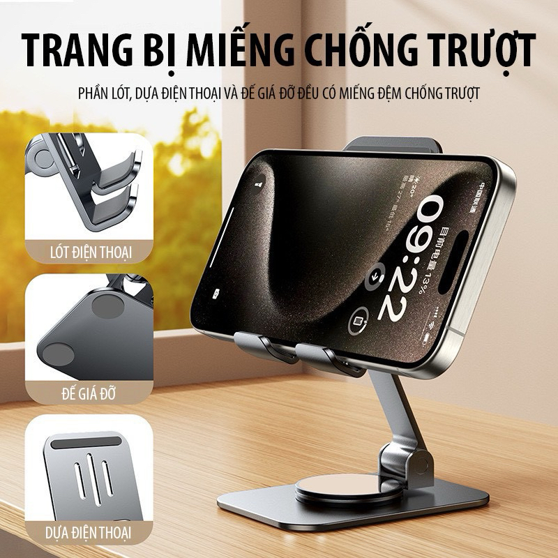 Giá đỡ điện thoại , hợp kim nhôm đa năng ,có thể gấp gọn để bàn ,đế chống trơn trượt tiện dụng , hàng nhập khẩu