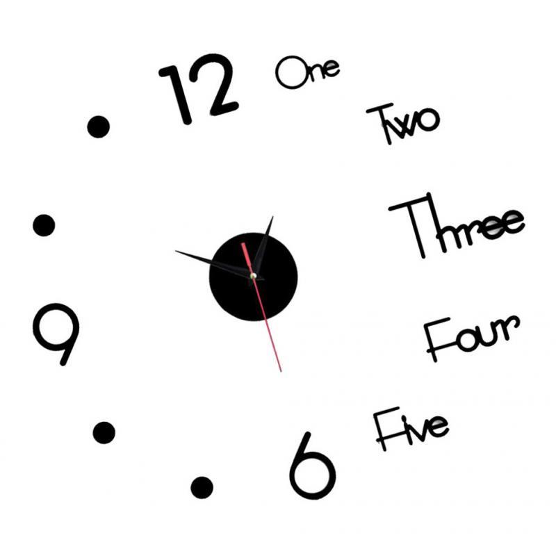 Silent Decorative Wall Clock Punching-free for Study Room Kitchen Black_S