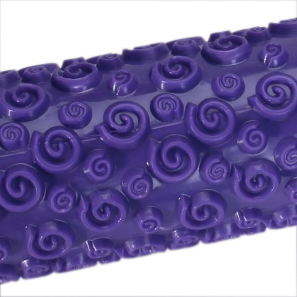 Spiral Pattern Plastic Fondant Roller Rolling Pin - Purple
