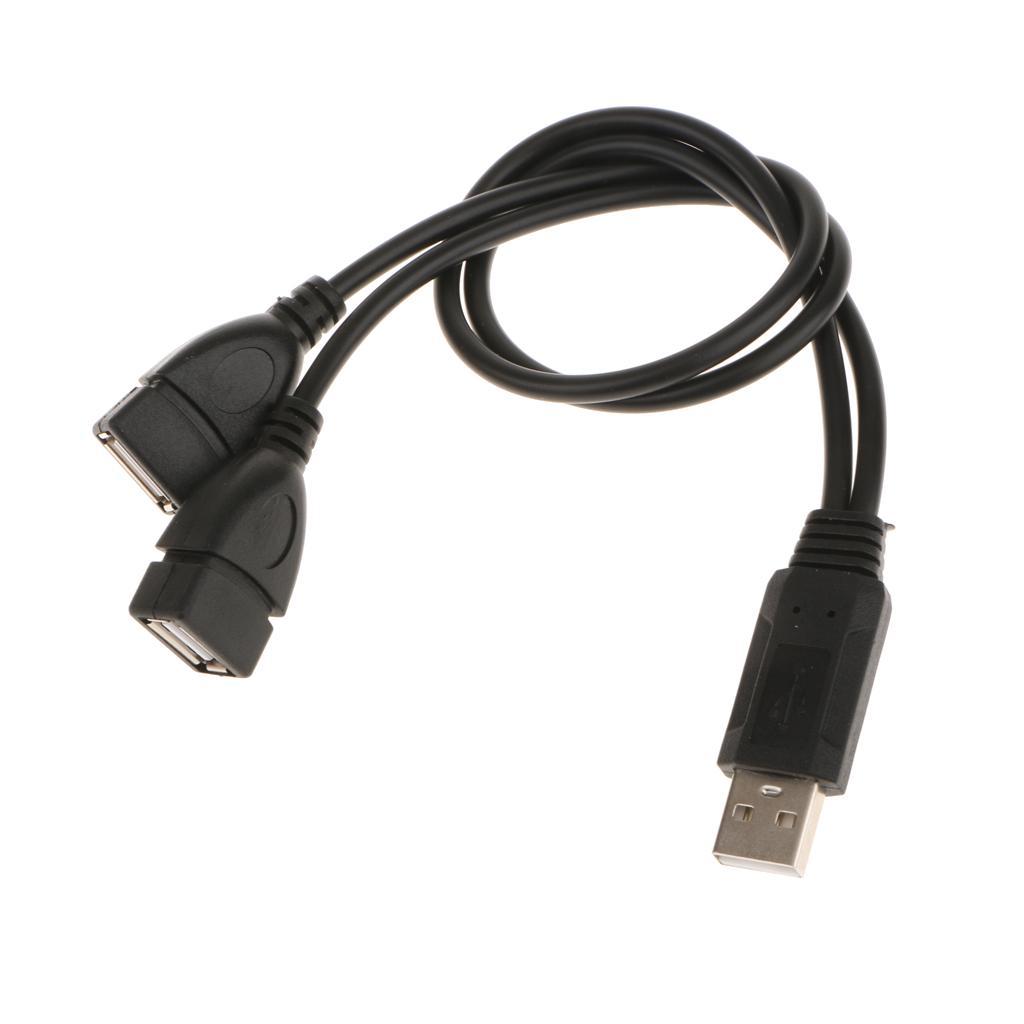 2Pieces USB 2.0 A Male to 2 Dual USB Female Charger Cable Cord Adapter