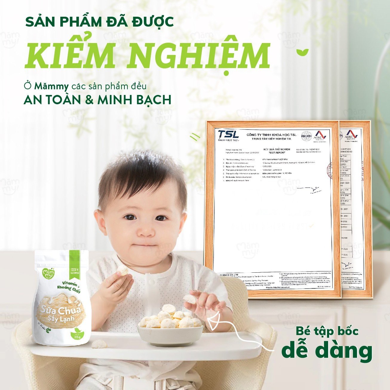 Sữa chua sấy lạnh Mămmy 5 vị: Tổ yến, Táo, Dâu, Chuối và Nguyên bản, chống hóc, bổ sung vitamin cho bé từ 6 tháng tuổi