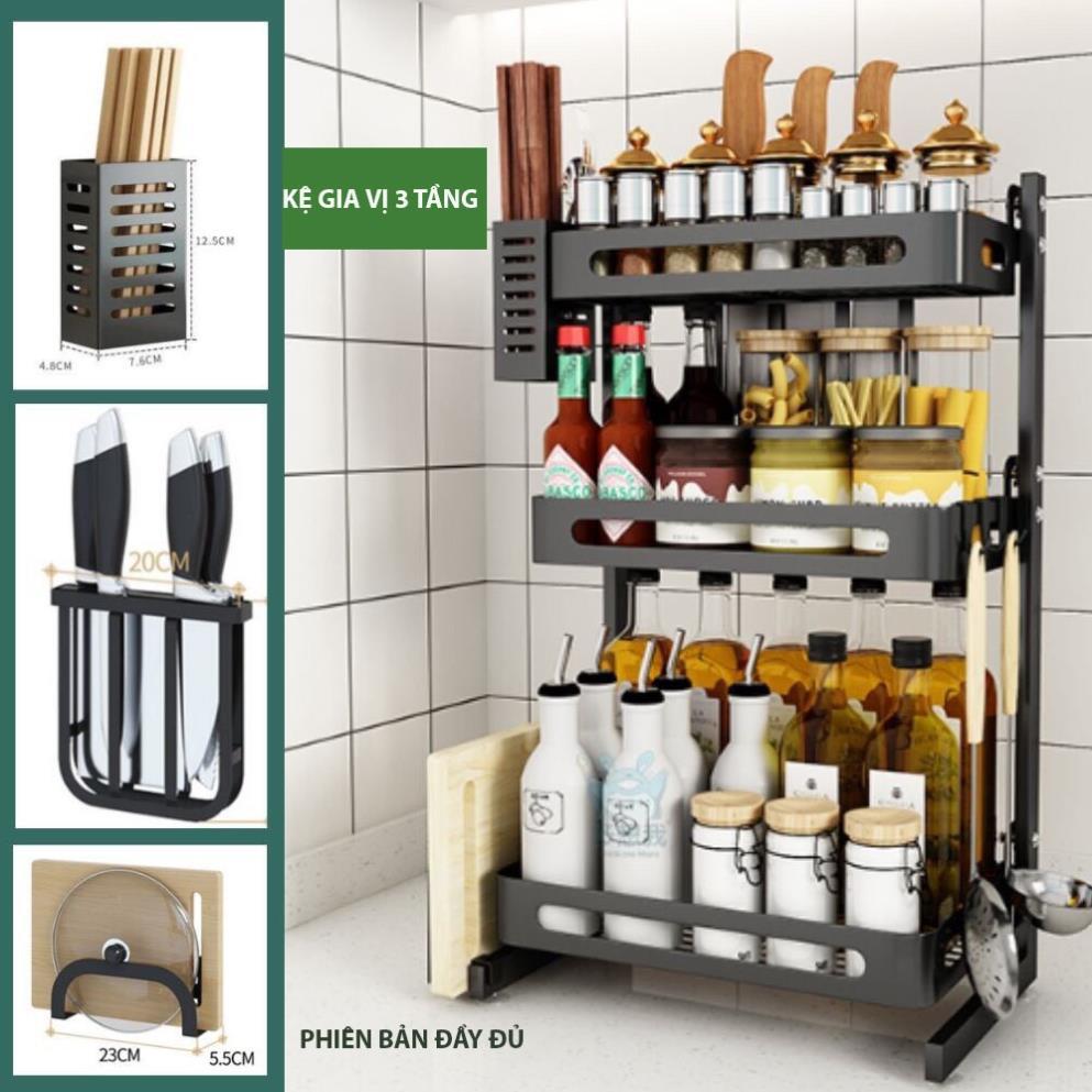 Kệ gia vị đa năng INOX phủ sơn tĩnh điện Đen, kệ xoay vuông tròn 360 độ, Loại Dày Tiết Kiệm Không Gian