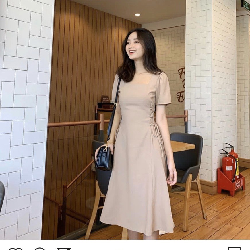 Đầm xòe công sở cổ U xinh xinh GD8197A