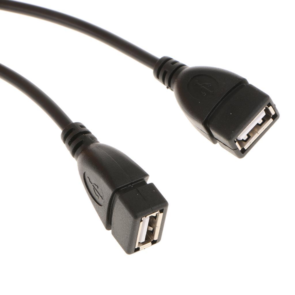 2Pieces USB 2.0 A Male To 2 Dual USB Female Charger Cable Cord Adapter
