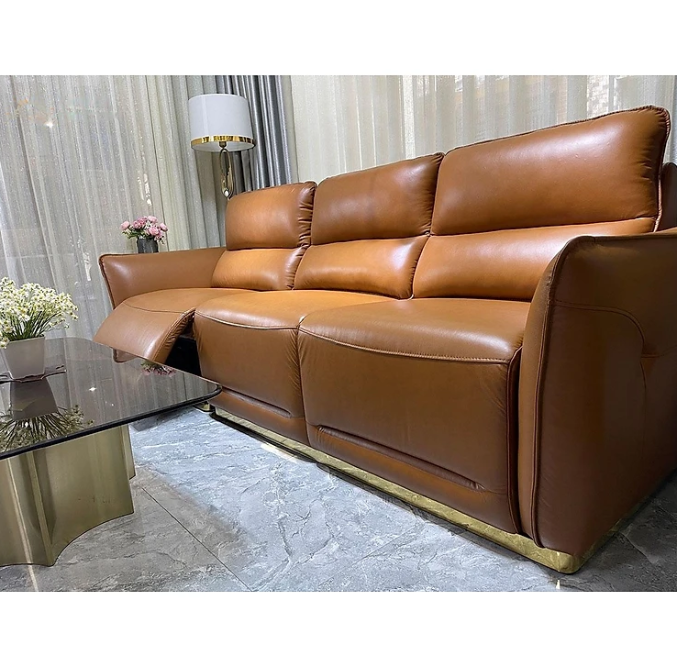 Sofa chỉnh điện 100% da bò Italy Tundo màu nâu SFBDCT02 2m7 hàng cao cấp chuẩn da bò nhập khẩu Ý