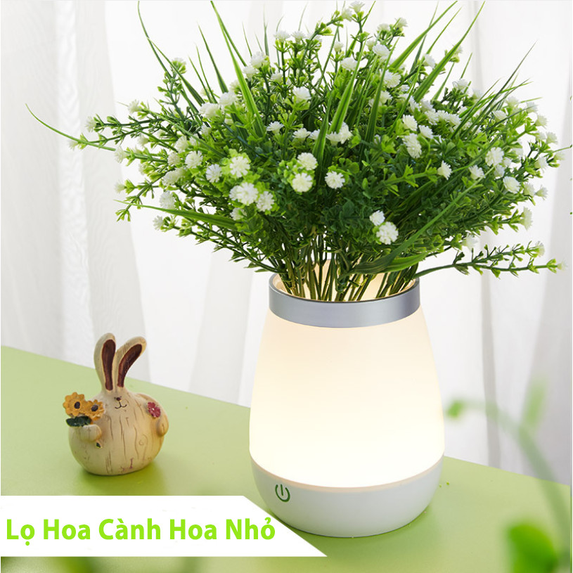 Lọ Hoa Cảm Ứng Có Đèn LED Phát Sáng - Pin Sạc Tích Điện - Trang Trí Căn Phòng - Tặng Kèm Hoa Màu Sắc Ngẫu Nhiên