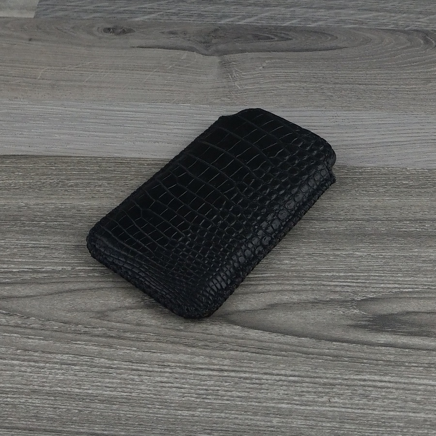 Bao Da Rút dành cho Iphone 11 pro Da Cá Sấu Da Bụng Màu Đen