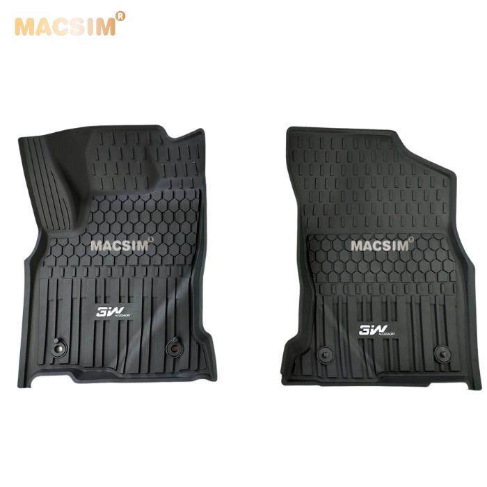 Thảm lót sàn xe ô tô Toyota Hilux 2020 - nay Nhãn hiệu Macsim 3W chất liệu nhựa TPE đúc khuôn cao cấp - màu đen