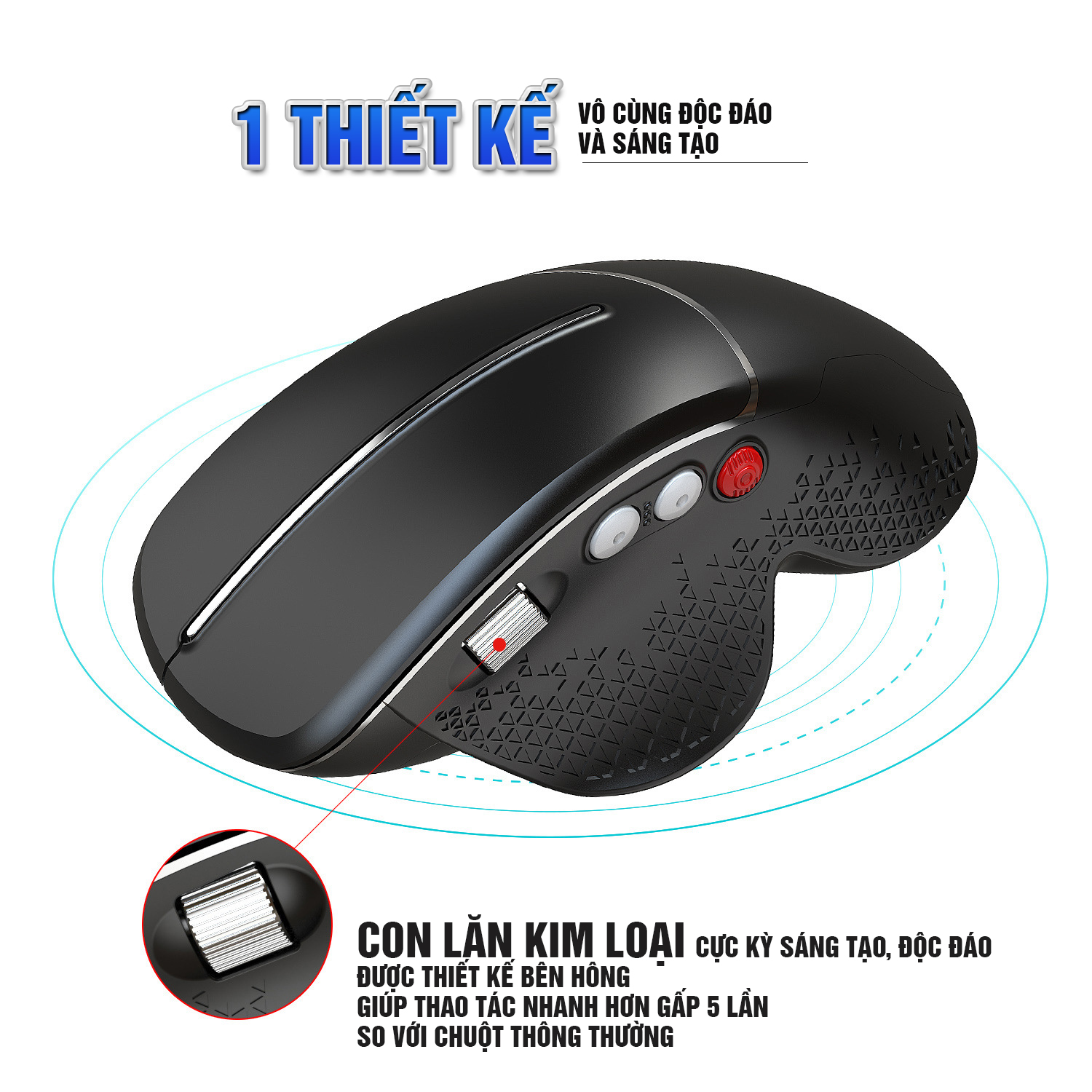 Chuột không dây Wireless 2.4G, DPI điều chỉnh 4 cấp, cho Gaming, văn phòng, 6 nút Dan House HXSJ T32 + Tặng Pin AA – Hàng chính hãng