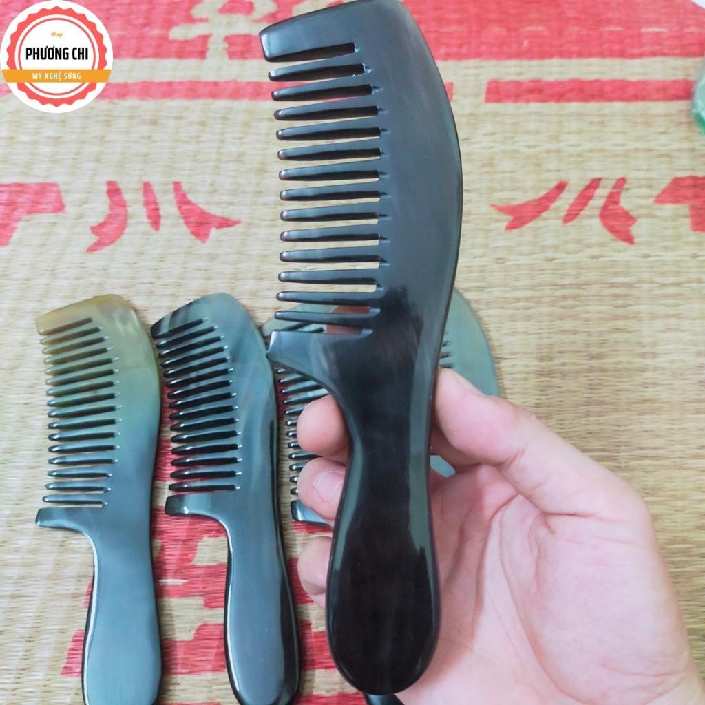 Lược sừng răng thưa chải tóc rối, xoắn dài 20cm, lược chải tóc gỡ rối massage đầu