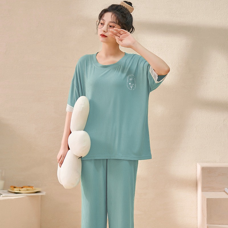 Đồ bộ mặc nhà tay ngắn quần dài phong cách Hàn cho nữ