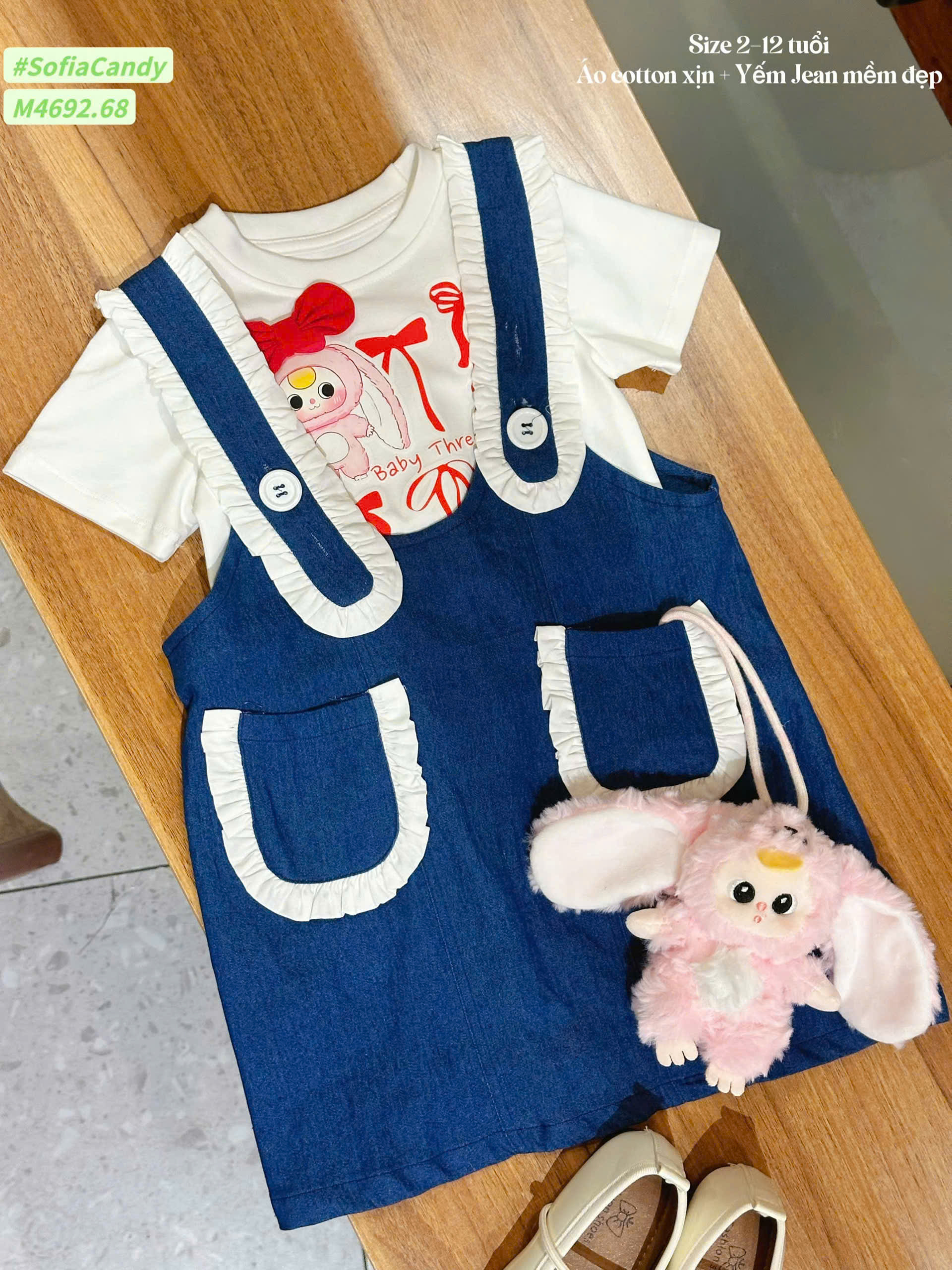 Đầm váy yếm baby three cho bé gái tone màu Hàn Quốc size 12-45kg hàng thiết kế cao cấp