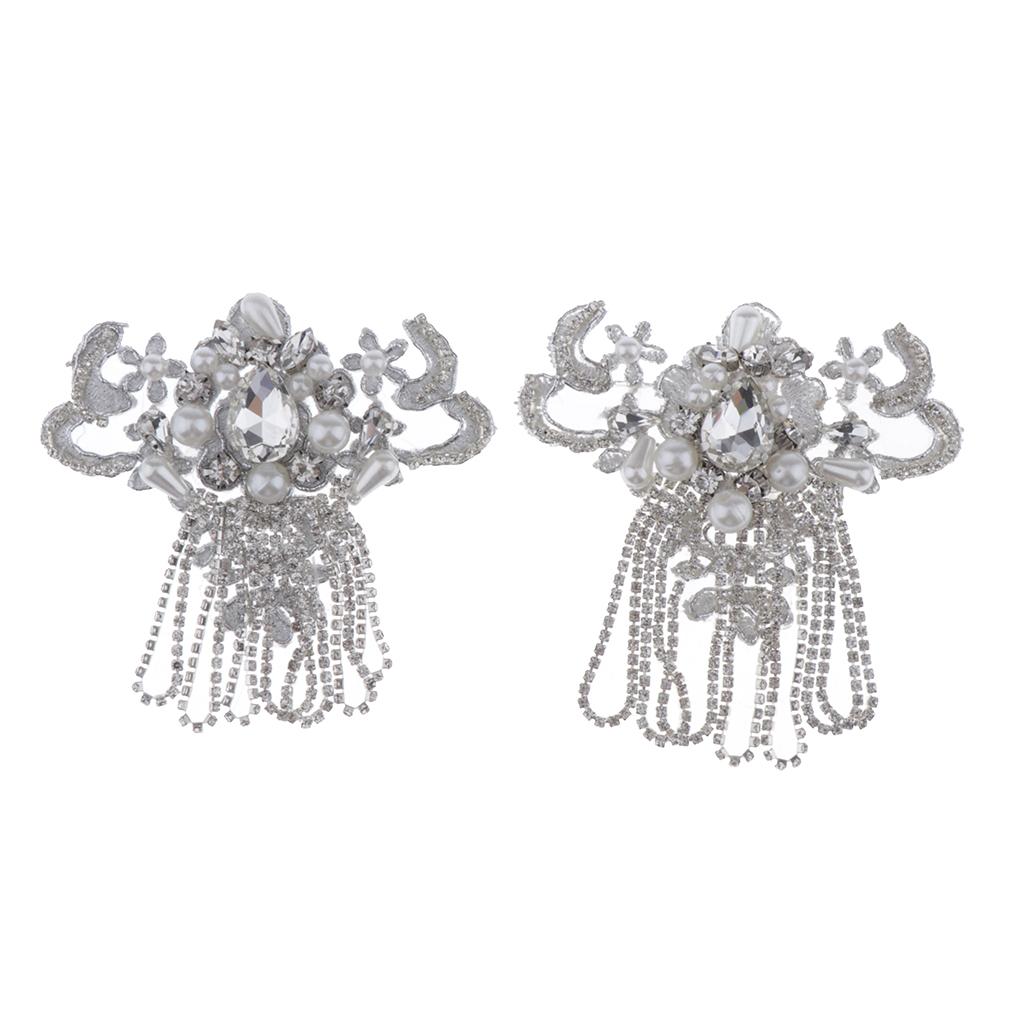 2 Cái Ren Appliques May Trên Tua Rua Miếng Dán DIY Quần Áo Trang Trí