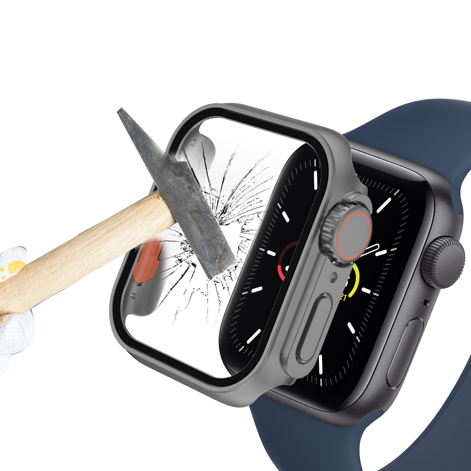 Ốp Case PC Kính Cường Lực Dành Cho Apple Watch Series 4-8/ SE Kiểu Dáng Ultra Curved Glass - Hàng Chính Hãng