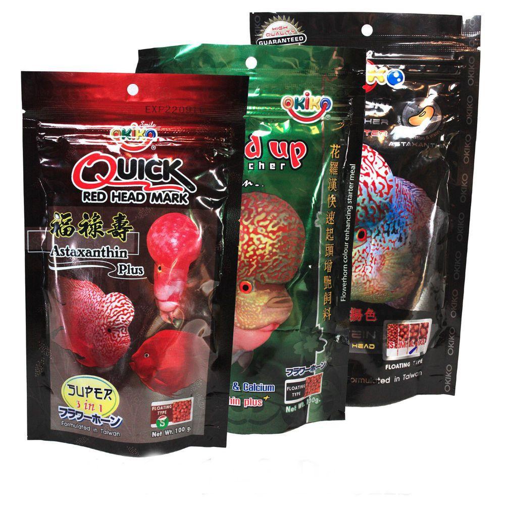 Thức ăn cá la hán Okiko lên ĐẨU, MÀU và CHÂU cho cá la hán 100g