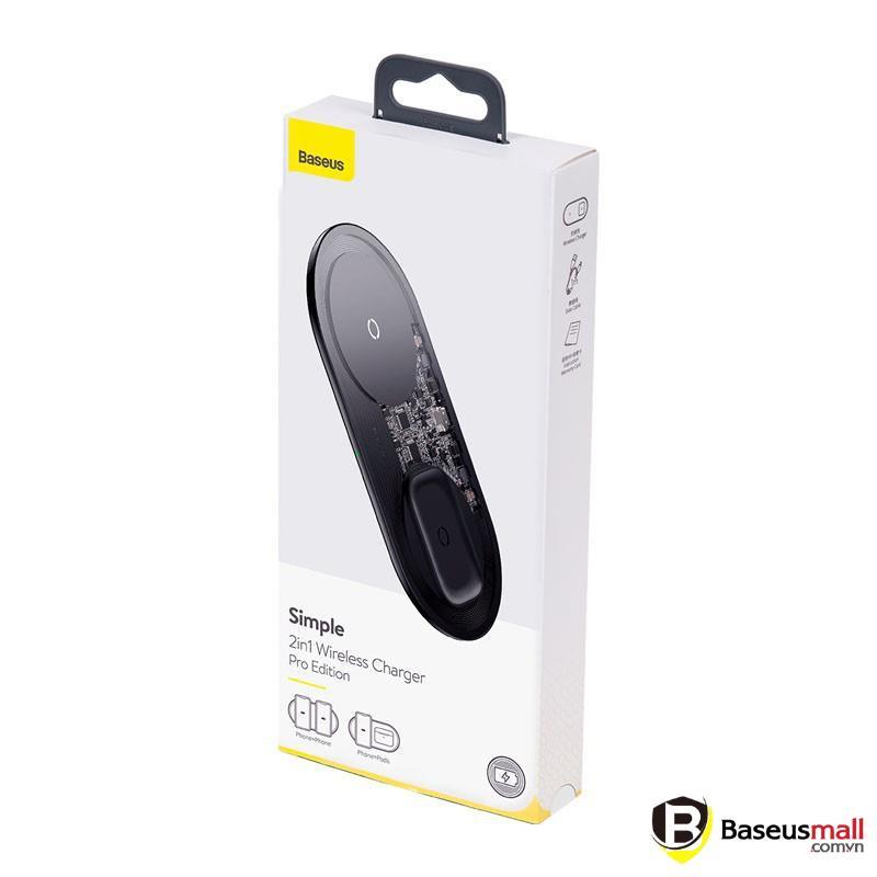 Baseus -BaseusMall VN Đế sạc nhanh không dây Baseus Simple 2 in 1 Wireless Charger 15W (Hàng chính hãng