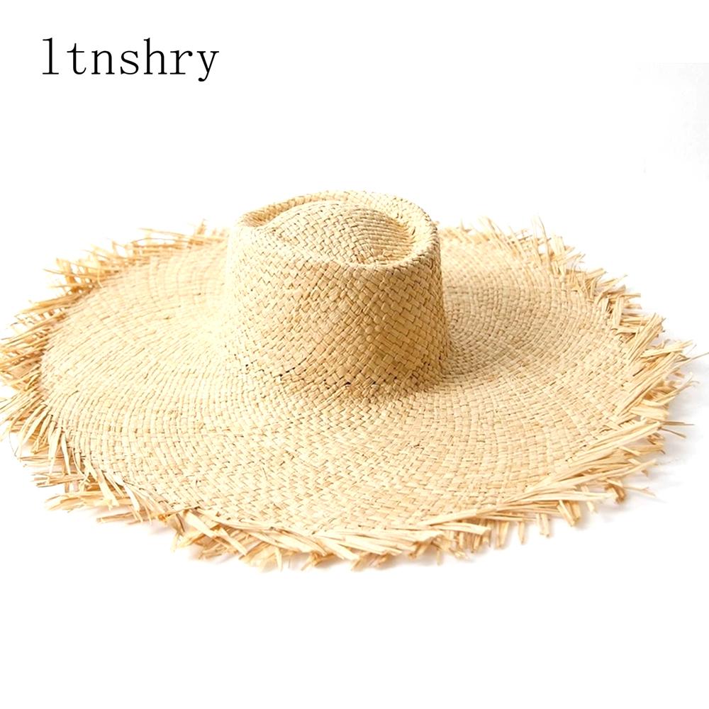 Phụ Nữ Mùa Hè Nón Rộng Vành Nữ Raffia Mũ Lưỡi Trai Tua Rua Lớn Mũ Đi Biển Cho Kỳ Nghỉ Sombrero Hombre Verano có Thể Gập Lại