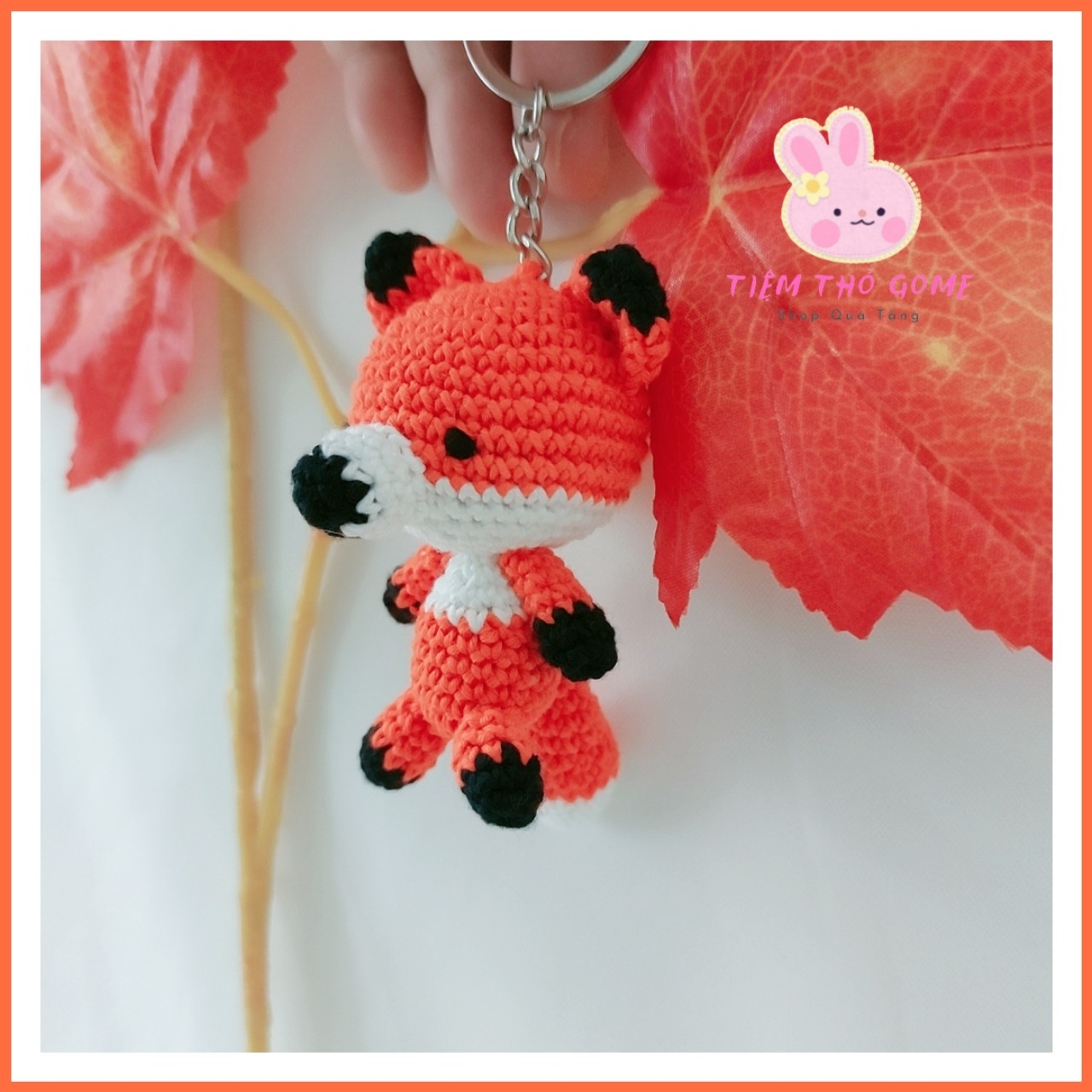 Thú bông bằng len handmade - Móc khoá cáo cam