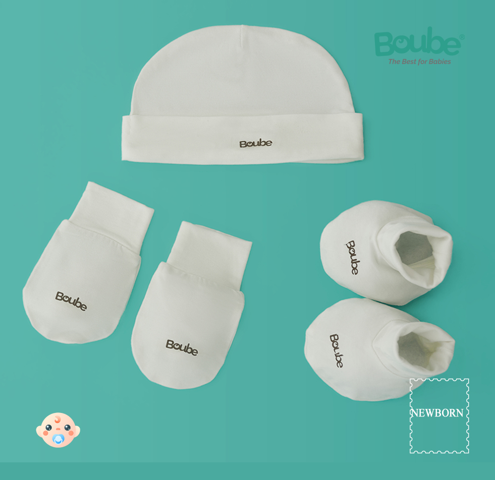 Combo sơ sinh, món quà Mẹ tặng con khi chào đời Boube, Vải Petit và Bamboo cao cấp mềm mại, mịn màng - Newborn