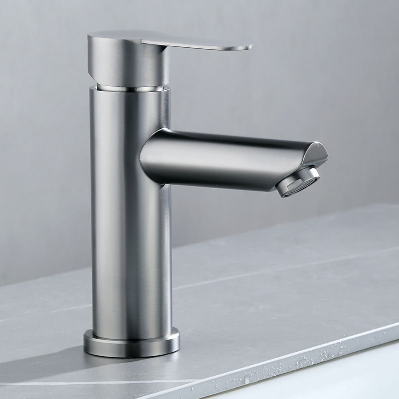 Vòi lavabo nóng lạnh màu trắng bóng kiểu thân tròn, thiết kế hiện đại , sang trọng