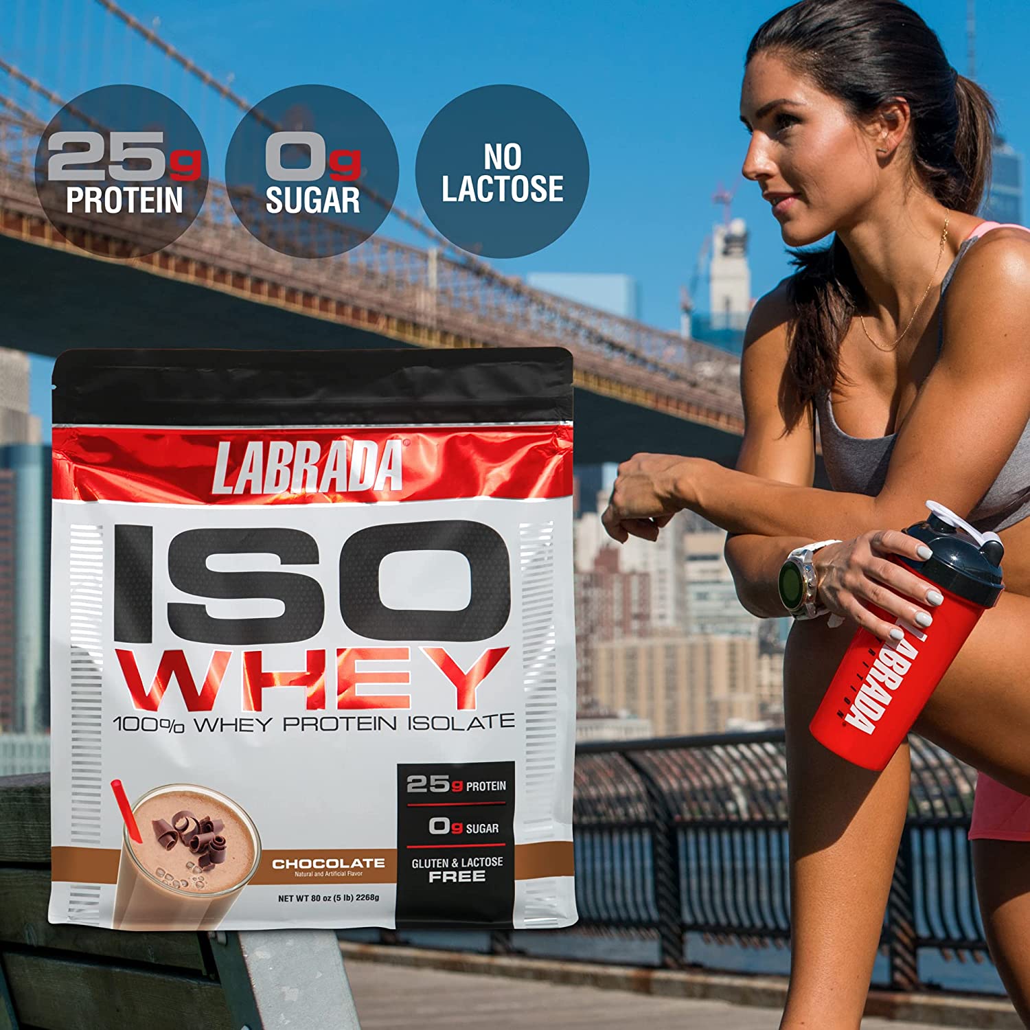 Labrada | ISO WHEY (2.3KG), 100% Whey Protein Isolate, Hỗ Trợ Tăng Cơ, Giảm Mỡ với 25g Đạm, BCAA, Glutamine | Không Đường, Không Lactose và Gluten