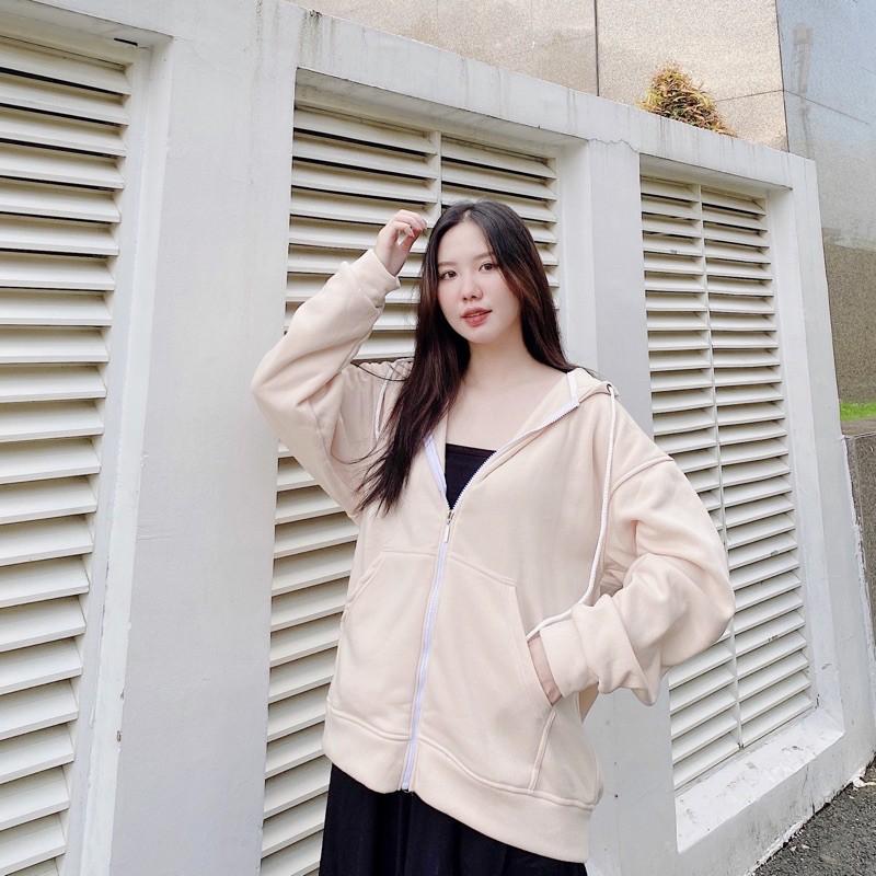 Áo khoác hoodie zip unisex HOMIES dây rút liền mũ có túi