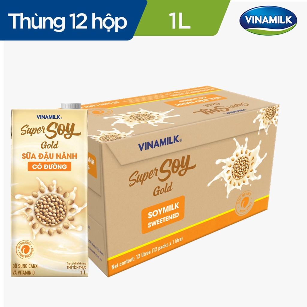 2 Thùng Sữa đậu nành GoldSoy có đường 1L 12 Hộp/thùng