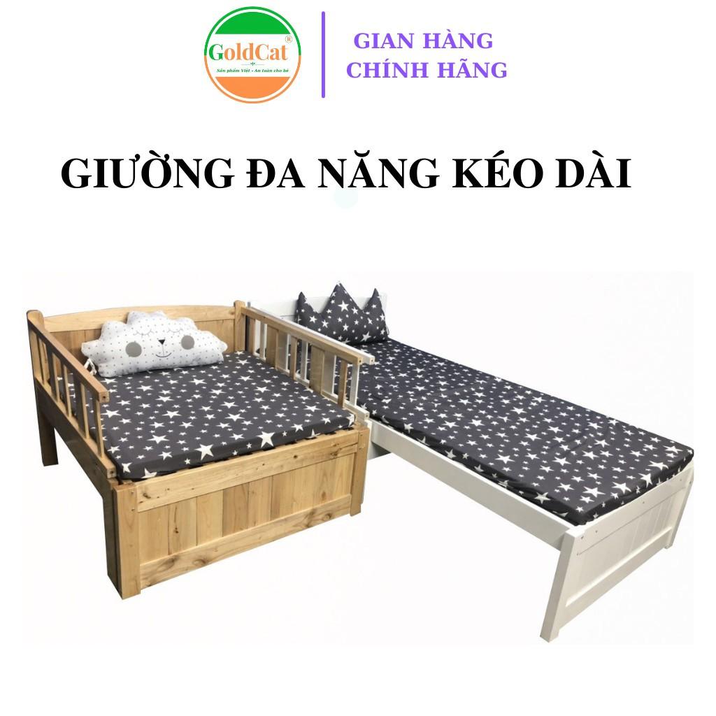 Giường cũi đa năng kéo dài thương hiệu Goldcat chất liệu Gỗ Quế tự nhiên bảo hành 3 năm