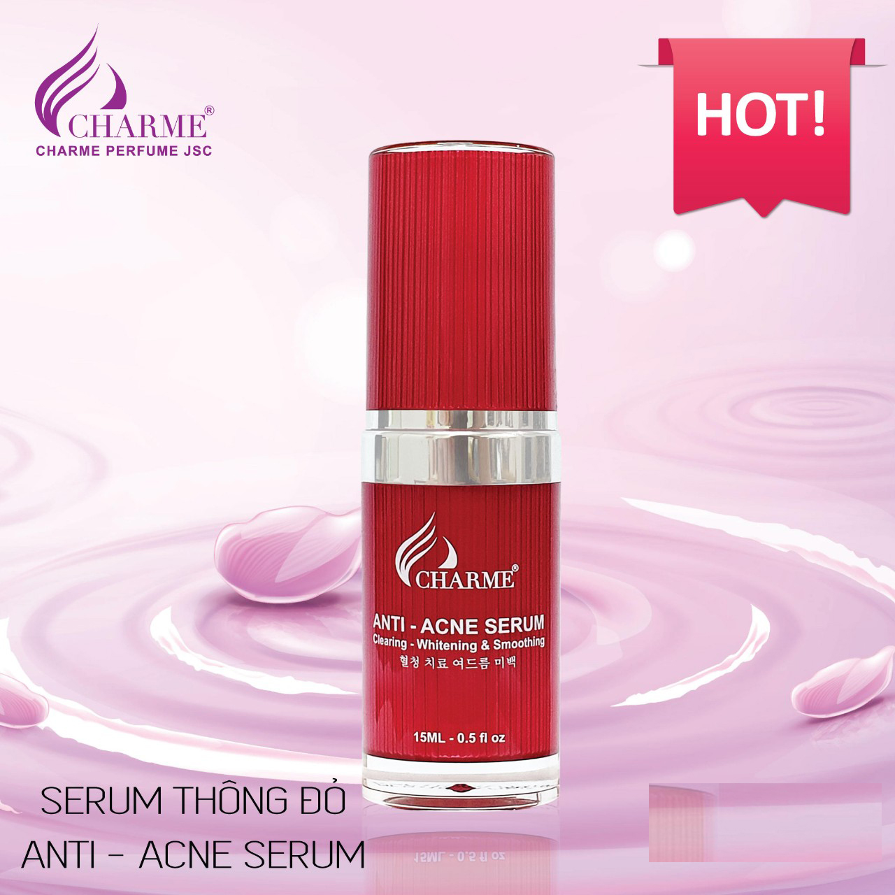 Serum Ngừa Mụn Trắng Da Charme Hàn Quốc 15ml