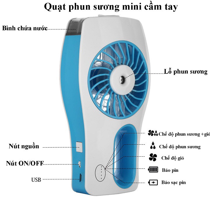 Quạt Phun Sương  WD-209 Tạo Ẩm, Quạt Phun Sương Cầm Tay Mini  - JL - MÀU NGẪU NHIÊN