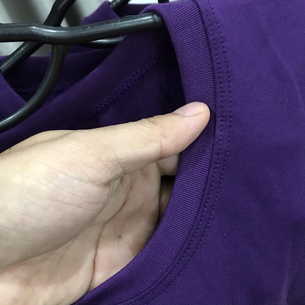 Áo Thun Trơn Màu Tím Vải Cotton Mịn Đẹp Không Xù Lông